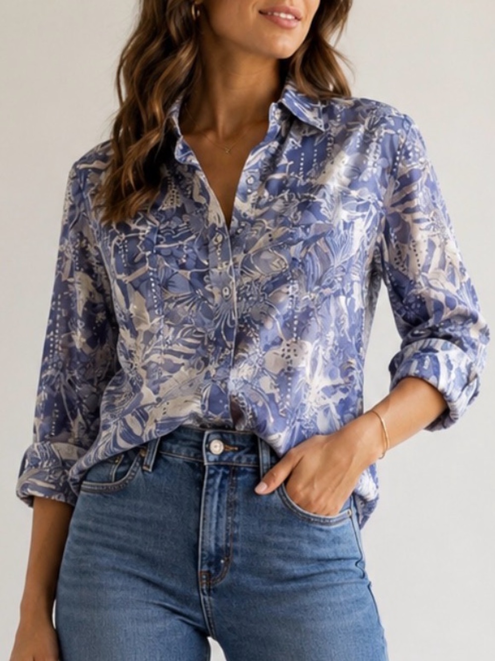NEW Draper’s & Damon’s Blue Floral blouse